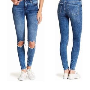 Free People Blue Ripped Skinny Jeans
